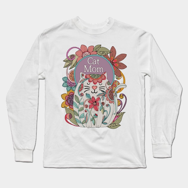 Cat Mom Long Sleeve T-Shirt by Valentina Harper